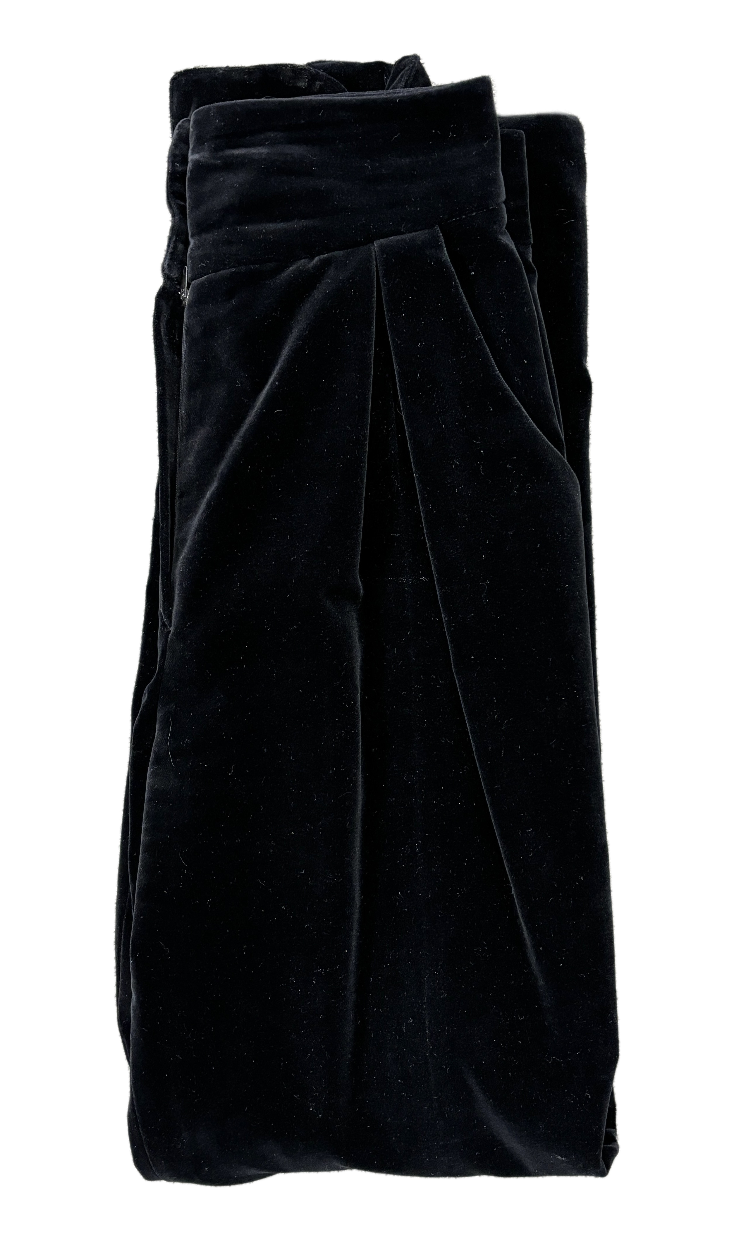 A Karl Lagerfeld lady's multi colour silk suit and a pair of velvet trousers, both size 38